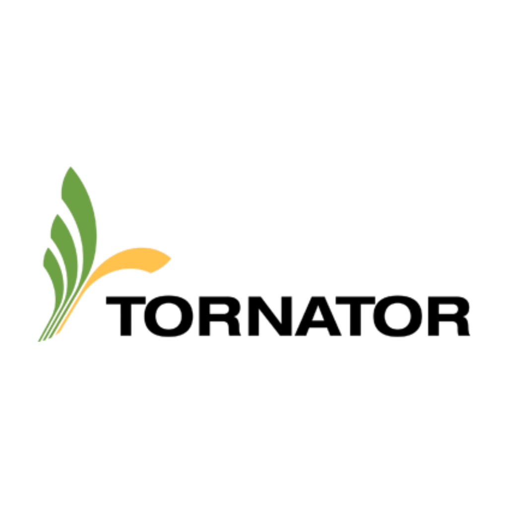 Logo, jossa vasemmalla on kolme vihreän ja keltaisen lehden muotoa, jotka muodostavat tyylitellyn siiven, ja oikealla sana "TORNATOR" lihavoituin mustin kirjaimin.