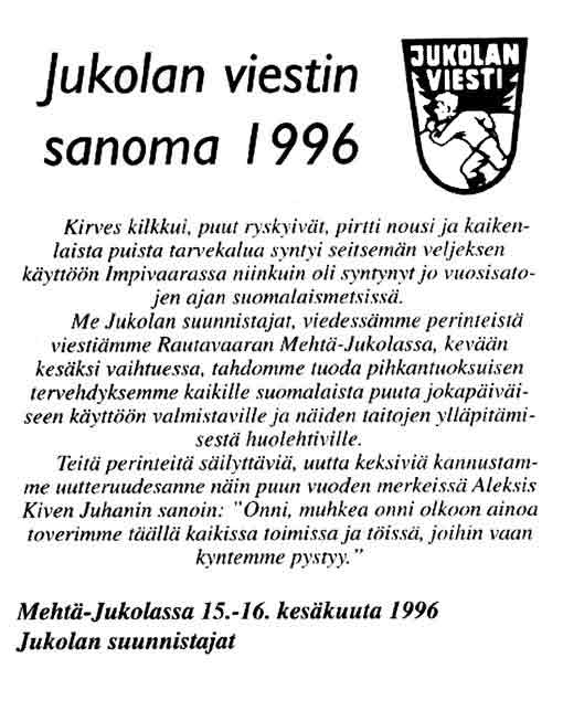 Jukolan viestin sanoma 1996
